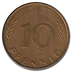 Moneda Alemania 00010 pfennig. 1973 (F). MBC