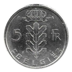 Moneda Bélgica 005 Francos 1974 MBC Belgie