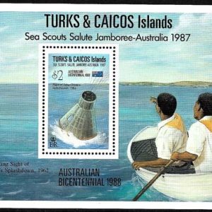 Sello Boy Scout Turcas y Caicos HB 73 (**) 1988