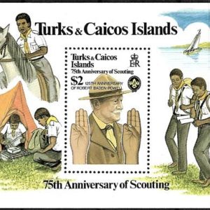 Sello Boy Scout Turcas y Caicos HB 37 (**) 1982