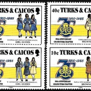 Sello Boy Scout Turcas y Caicos 745/48 (**) 1985