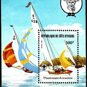 Sello Boy Scout Costa de Marfil HB 22 (**) 1982