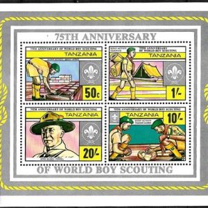 Sello Boy Scout Tanzania HB 28 (**) 1982