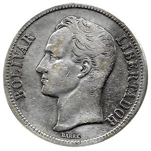 Moneda Venezuela 005 bolívares 1919 MBC