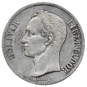 Moneda Venezuela 005 bolívares 1921 MBC