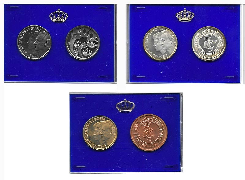 Año 1987. Serie de 3 Carteras 500 Pesetas Prueba