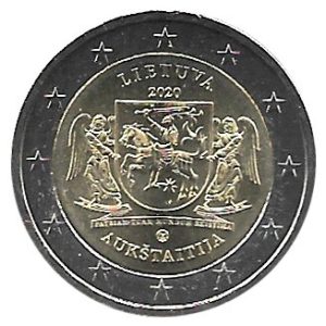 Moneda 2 euros de Lituania 2020 Región de Aukstaitija
