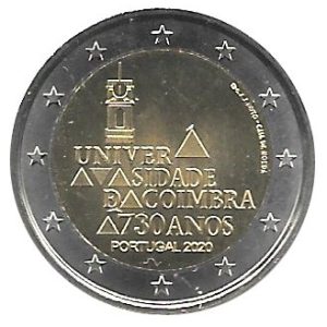 Moneda 2 euros de Portugal 2020 Universidad de Coimbra