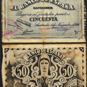 Billete Banco de España – Santander 050 pesetas 1936 BC