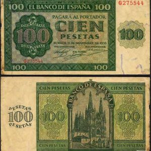 Billete Estado Español 0100 pesetas Burgos 1936 MBC