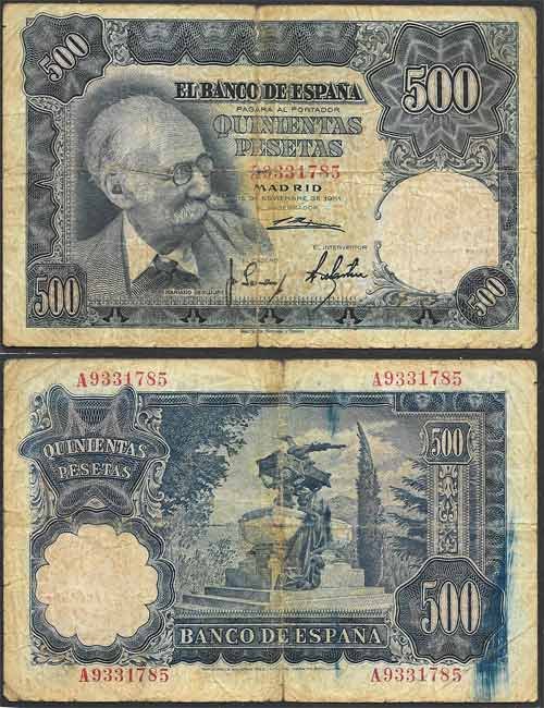 Billete Estado Español 0500 pesetas Madrid 1951 BC