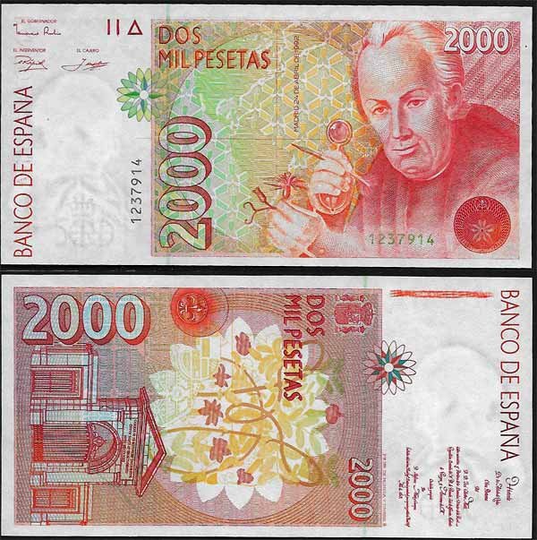 Billete Juan Carlos I 02000 pesetas Madrid 1992 SC - Sin Serie