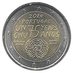Moneda 2 euros de Portugal 2020 75 años de la ONU