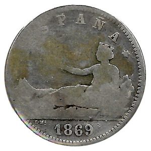 Moneda Gobierno Provisional 01 peseta 1869 (SNM) «ESPAÑA» .BC