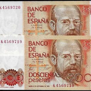 Billete Juan Carlos I 00200 pesetas Madrid 1980 Pareja SC