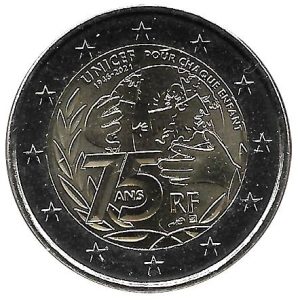 Moneda 2 euros de Francia 2021 UNICEF