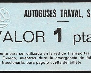 Jetón o Ficha – Bono Papel TRAVAL Autobuses 1 Peseta EBC