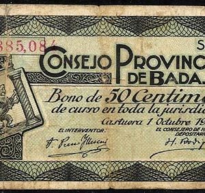 Jetón o Ficha – Bono Papel 50 Centimos Badajoz MBC-
