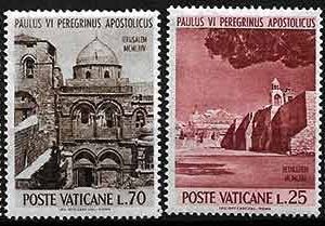 Serie sellos Vaticano 0393-96. Viajes del Papa