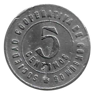Jetón o Ficha Fabrica Mieres 05 Cent. 1927