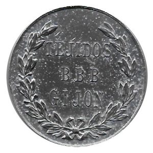 Jetón o Ficha Tejidos BBB Gijon. 2 Pesetas