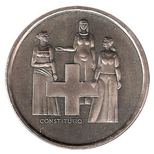 Moneda de Suiza 5 francos 1974 S/C. Constitución