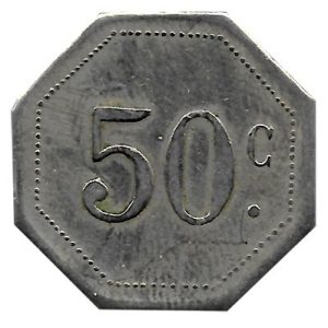 Jetón o Ficha Tipo Juego. 50 Cent.