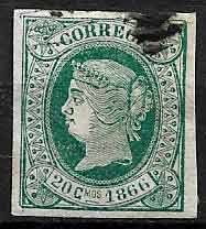 Serie sellos Cuba colonia española 0015. Isabel II (o)