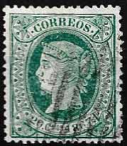 Serie sellos Cuba colonia española 0020. Isabel II (o)