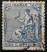 Serie sellos Cuba colonia española 0028. Alegoría de España (o)