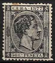 Serie sellos Cuba colonia española 0042. Alfonso XII (o)