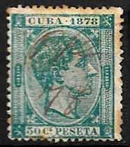 Serie sellos Cuba colonia española 0048. Alfonso XII (o)