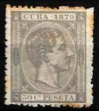 Serie sellos Cuba colonia española 0054. Alfonso XII (o)