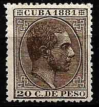 Serie sellos Cuba colonia española 0067. Alfonso XII (*)