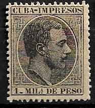 Serie sellos Cuba colonia española 0090. Alfonso XII (*)