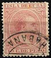 Serie sellos Cuba colonia española 0128. Alfonso XIII (o)