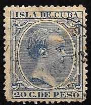 Serie sellos Cuba colonia española 0129. Alfonso XIII (o)