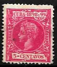 Serie sellos Cuba colonia española 0163. Alfonso XIII (o)
