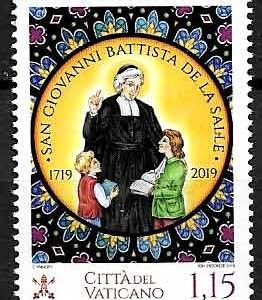 Serie sellos Vaticano 1823. Cent. Muerte La Salle