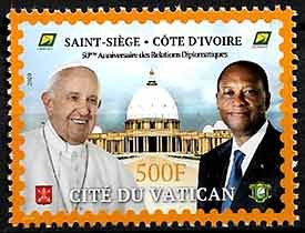 Serie sellos Vaticano 2020 s/n. Relaciones Costa de Marfil