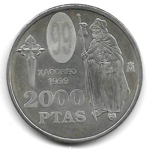 Año 1999. Moneda 2000 pesetas S/C 1999 Xacobeo