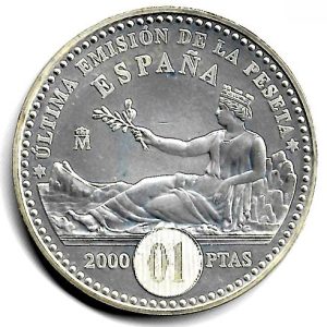 Año 2001. Moneda 2000 pesetas S/C 2001 Ultima Emision Pta