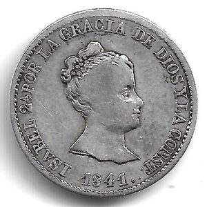 Moneda 1841. 04 Reales Isabel II (1841-PS) .Barcelona.MBC