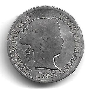 Moneda 1859. 02 REALES Isabel II  1859 (MADRID) .MBC-