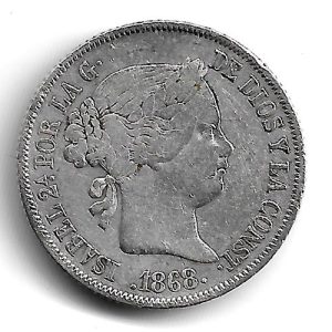 Moneda 1868.40 ct. Escudo Isabel II 1868*18.68.Madrid.MBC