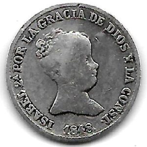 Moneda 1848. 01 Real Isabel II (1848) .Madrid. BC/RC