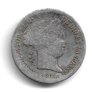 Moneda 1864.20 ctmos. de Peso Isabel II 1864 (Manila). BC/MBC