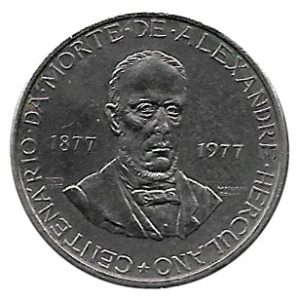 Moneda Portugal  025 escudos 1977 Herculano. S/C