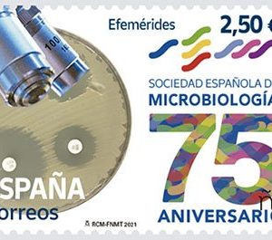 70. Sello efemerides Sociedad Española Microbiologia