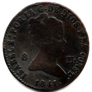 Moneda 1841. 08 Maravedis Isabel II 1841 (Segovia). MBC